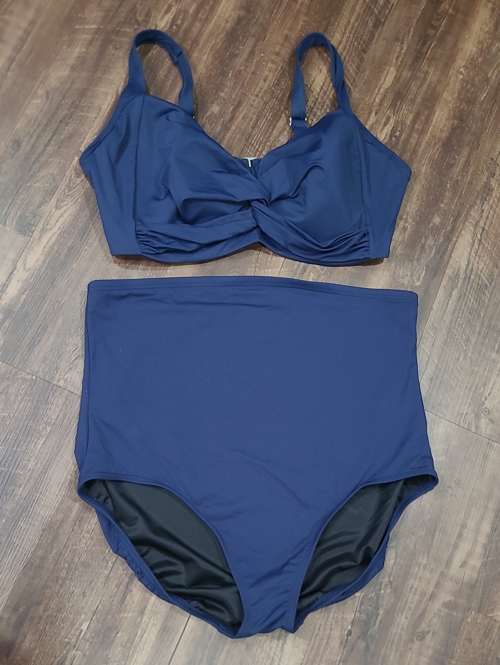 Lands End Plus Size Navy Bra Cup Bikini  Set Top 20W DDD Bottom Size 22W